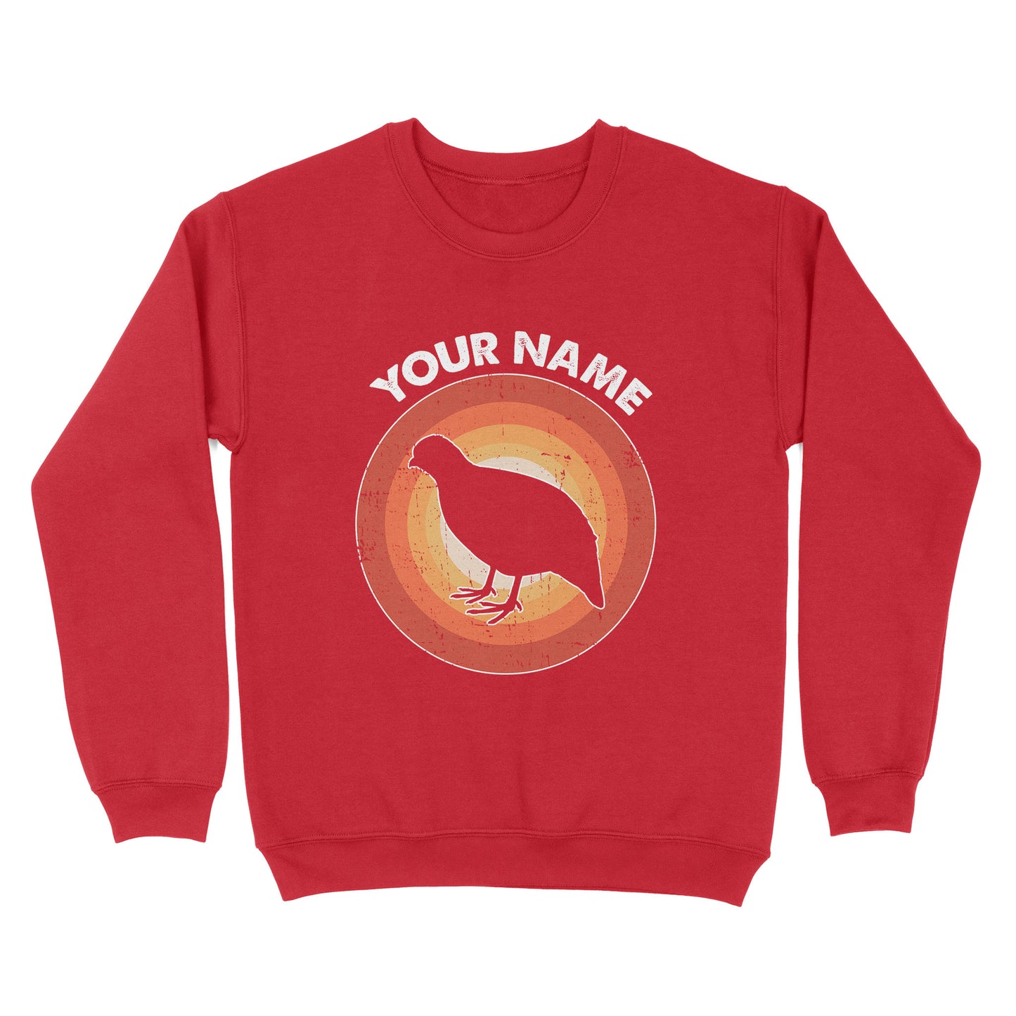 Quail Retro Vintage Sunset Custom Name Shirt, Quail Hunting Shirt, Gift for Quail Lover, Bird Lover Standard Sweatshirt FSD2350D08