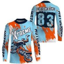 Load image into Gallery viewer, Personalized blue Motocross jersey adult&kid dirt bike shirt UV protective MX extreme motorcycle PDT21