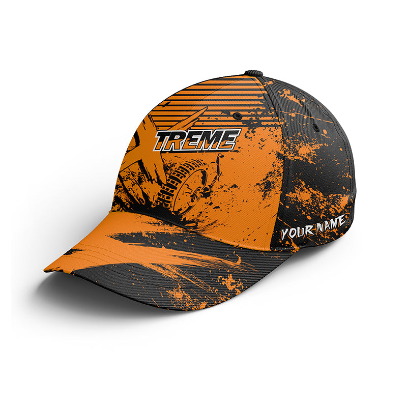 Personalized Orange Dirt Bike Hat - Custom Name Motocross BWB Hat Motorcycle Cap For Bikers CDT05