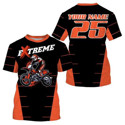 Personalized Men Kids MX Motocross Jerseys Dirt Bike Racing Shirt Riding Orange UPF30+ Motorcycle PDT146