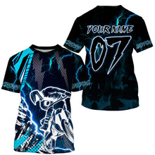 Load image into Gallery viewer, MotoX extreme custom jersey UPF30+ kid&adult Motocross blue dirt bike shirt racing motorcycle PDT46