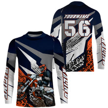 Load image into Gallery viewer, Orange custom name&number MX racing jersey kids men women Motocross UV dirt bike shirt motorcycle PDT138