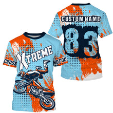 Load image into Gallery viewer, Personalized blue Motocross jersey adult&kid dirt bike shirt UV protective MX extreme motorcycle PDT21