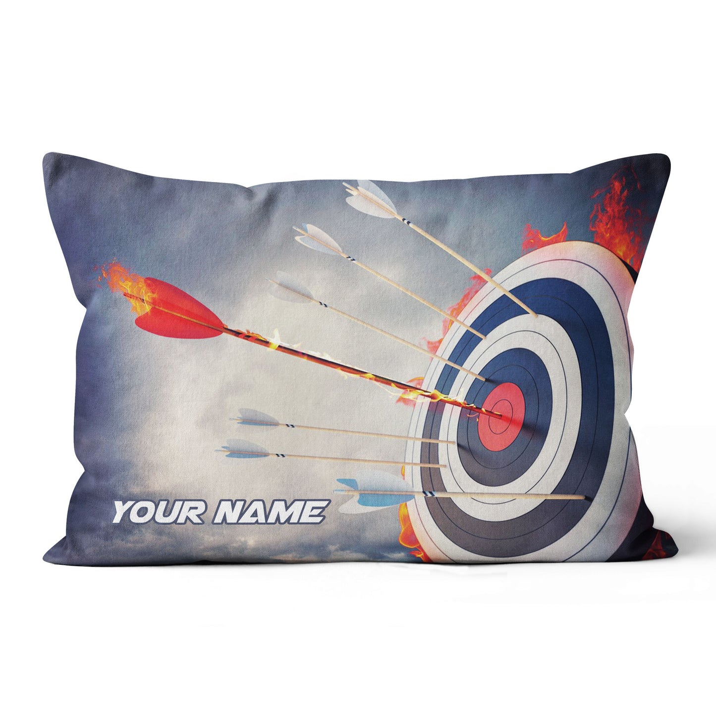 Personalized Flaming Arrow Archery Pillow Custom Pillow Top Archery Gift VHM0859