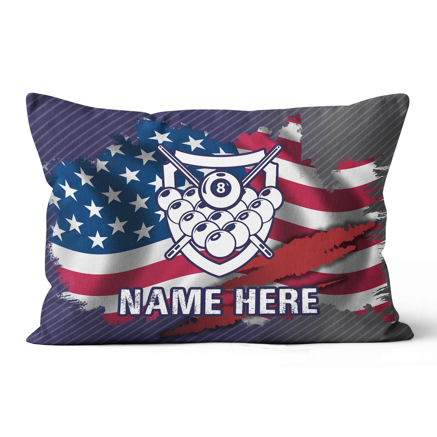 Personalized US Flag Billiards 8 Ball Throw Pillow Custom Billiard Gifts VHM0919