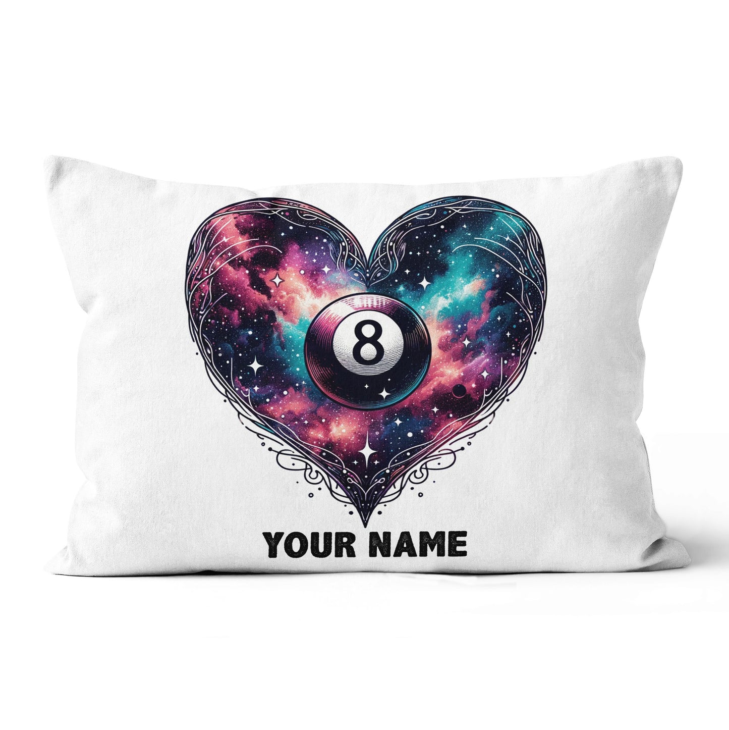 Personalized 8 Ball Pool Colorful Heart Throw Pillows, Billiard Pillows TDM0813