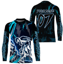Load image into Gallery viewer, MotoX extreme custom jersey UPF30+ kid&adult Motocross blue dirt bike shirt racing motorcycle PDT46