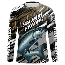 Load image into Gallery viewer, Chinook Salmon Fishing Camo Long Sleeve Fishing Shirts, Custom King Salmon Fishing Jerseys IPHW5949