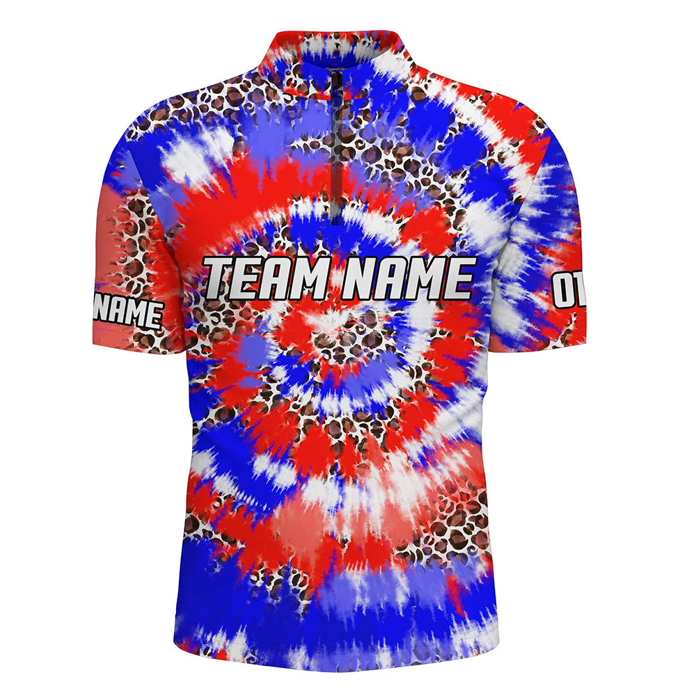American Flag Tie Dye Bowling Shirts For Men, Custom Bowling Team Jerseys IPHW4527