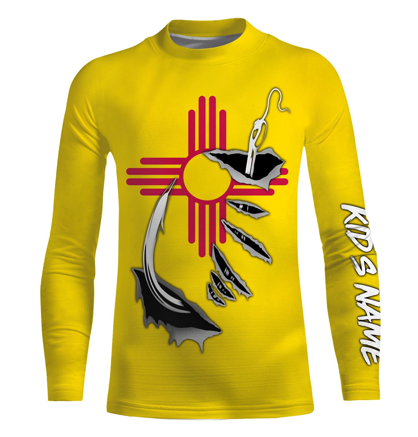 NM Fishing 3D Fish Hook New Mexico Flag UV protection quick dry customize name long sleeves shirts personalized fishing apparel gift for Fishing lovers IPHW472