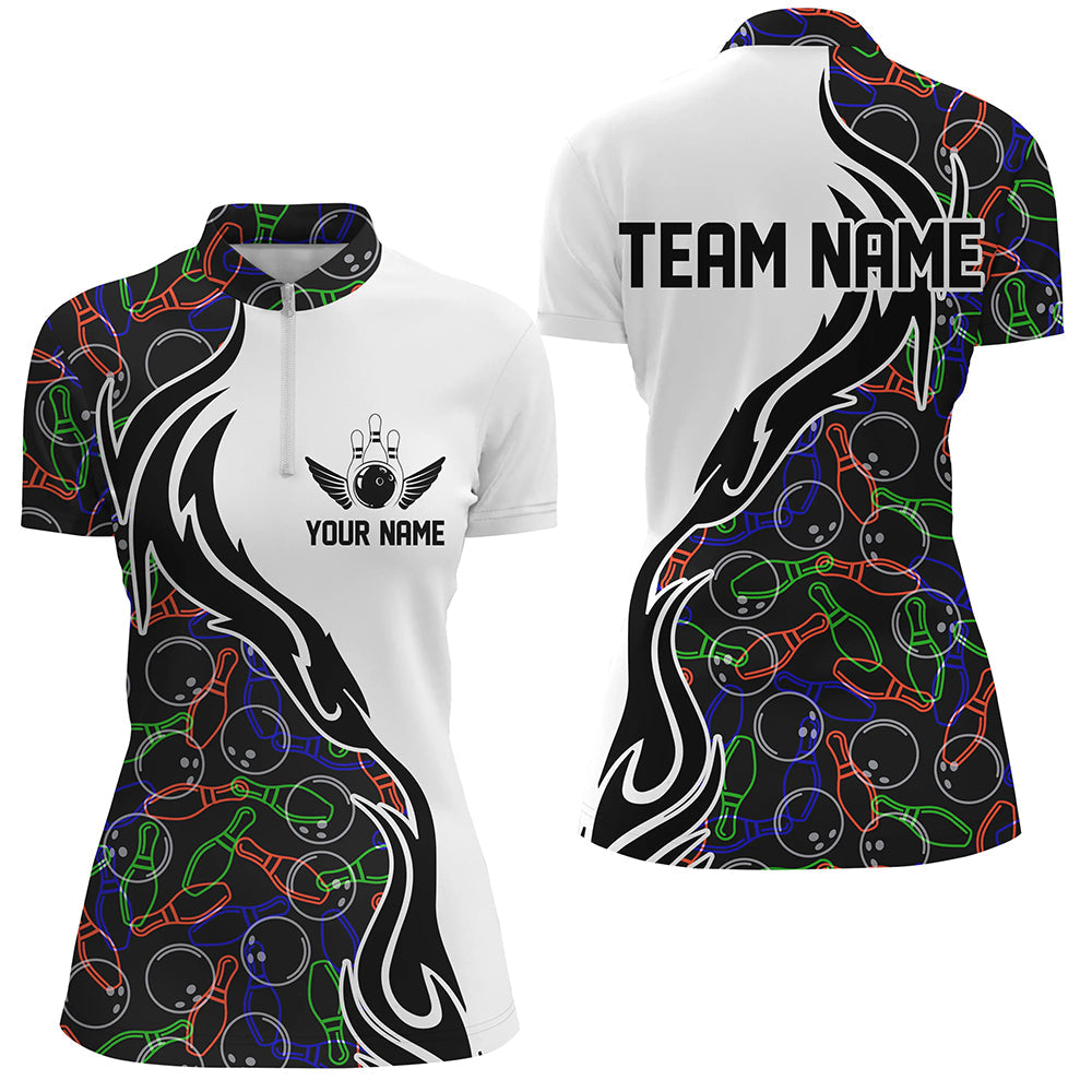 Customized Name Bowling Team Shirts For Women Bowling Pattern Bowling League Jerseys IPHW5485