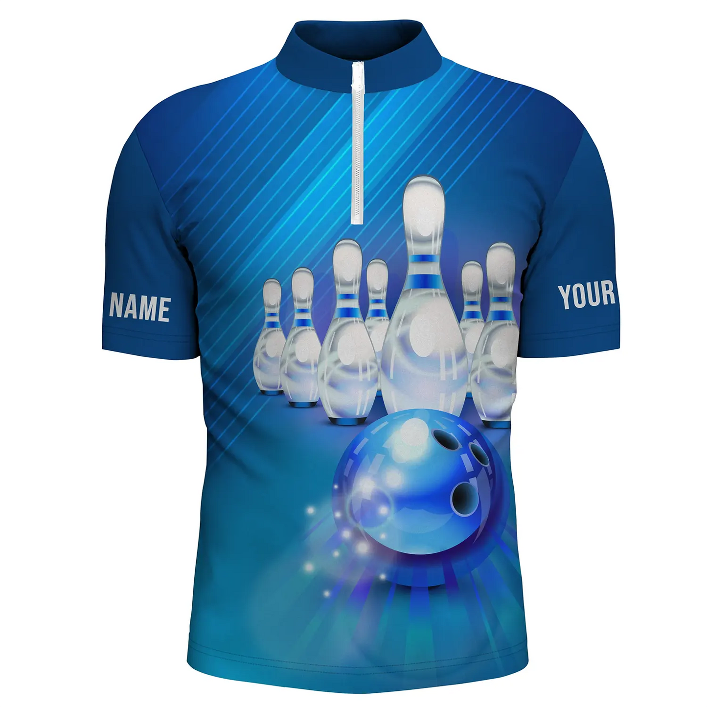 Custom Blue Bowling Shirts For Men, Team Bowling Jerseys Polo Shirts IPHW4176