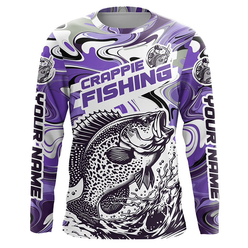 Custom Multi-Color Crappie Long Sleeve Fishing Shirts, Crappie Jerseys For Fishing Team IPHW5921