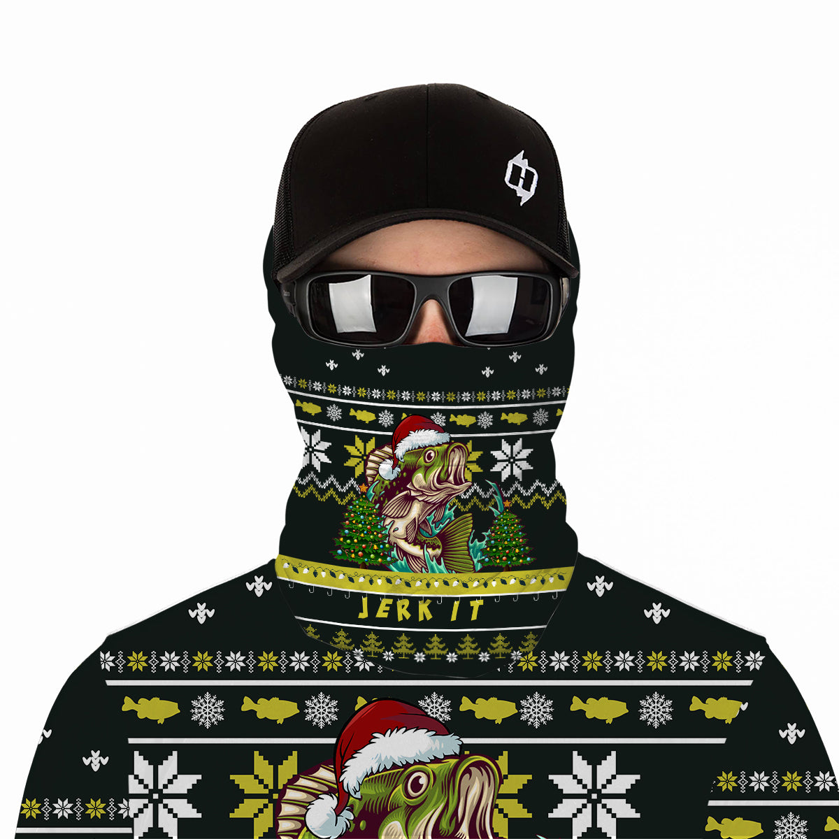Funny ugly Christmas Bass fishing shirts for men Performance Long Sleeve Fishing Shirt NQS1000