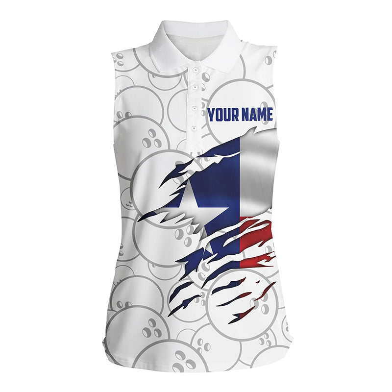 Custom sleeveless bowling shirt for women – personalized team jersey front view