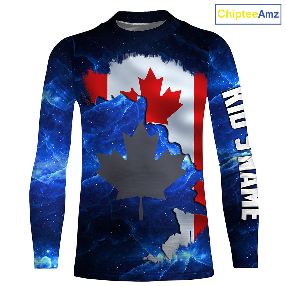 Canadian Flag Universe patriotic Custom fishing Shirts jersey, Canada fishing shirts NQS3206