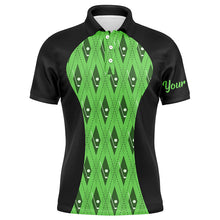 Load image into Gallery viewer, Mens golf polo shirt custom black and green argyle pattern golf clubs, team golf tops for men NQS7312