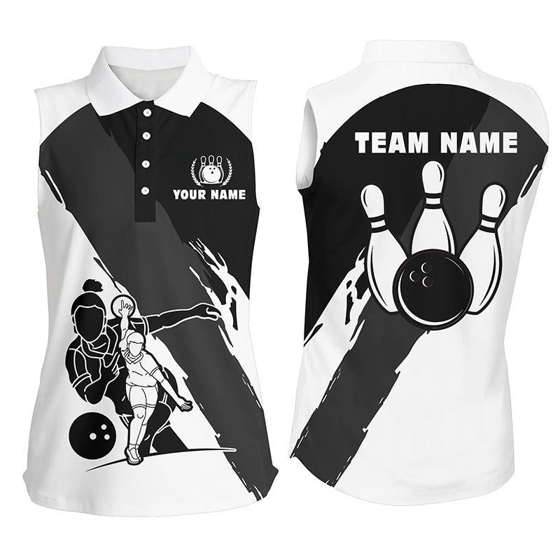 Custom sleeveless bowling shirt for women – personalized team jersey front view
