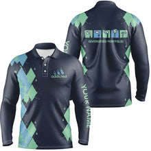 Load image into Gallery viewer, Mens golf polos shirts custom blue argyle plaid golf shirts mens diversified portfolio golf clubs NQS6466