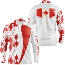 Load image into Gallery viewer, Mens golf polos shirts custom Canadian flag red argyle pattern white golf ball men's golf shirts NQS6473