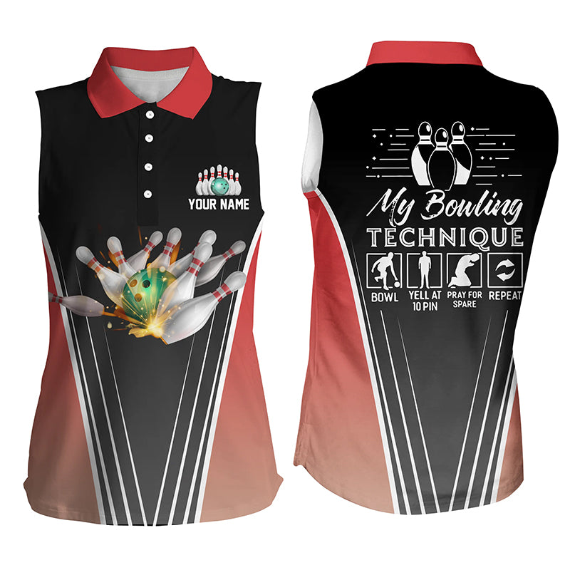 Custom sleeveless bowling shirt for women – personalized team jersey front view