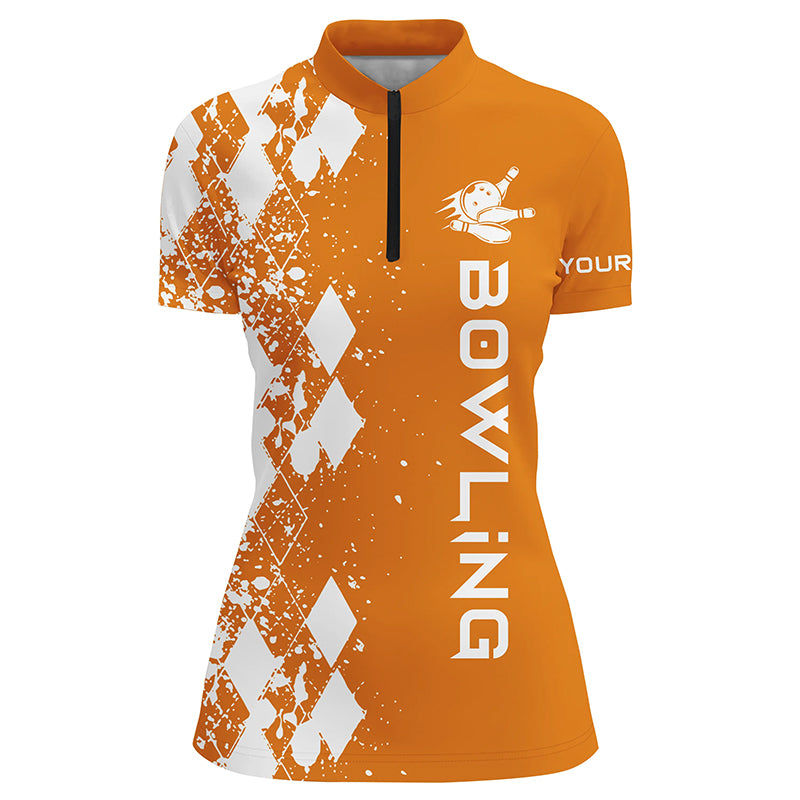 Custom bowling shirt for women – personalized team jersey front view