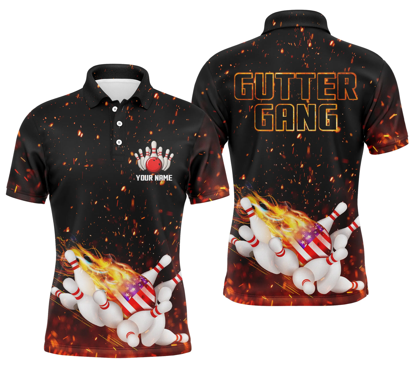Custom bowling shirt for men – personalized team jersey front view