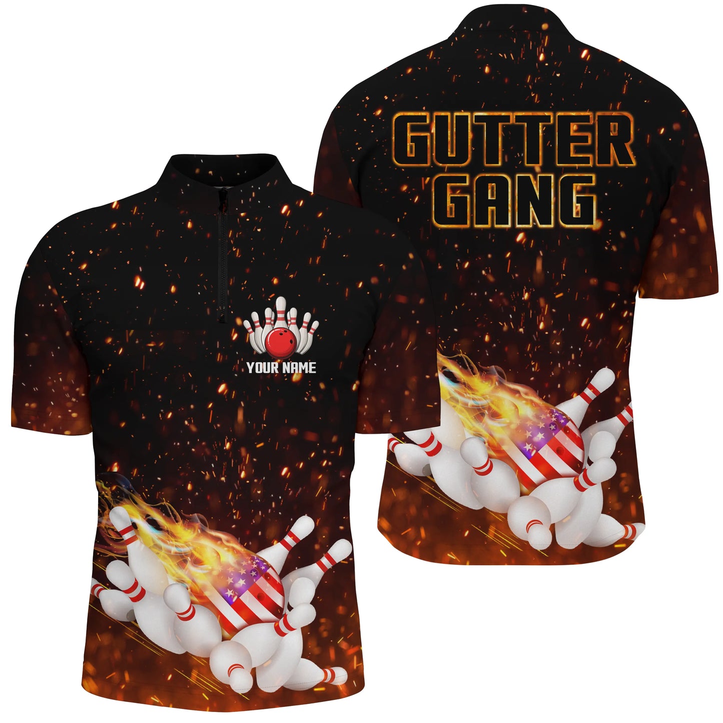 Custom bowling shirt for men – personalized team jersey front view