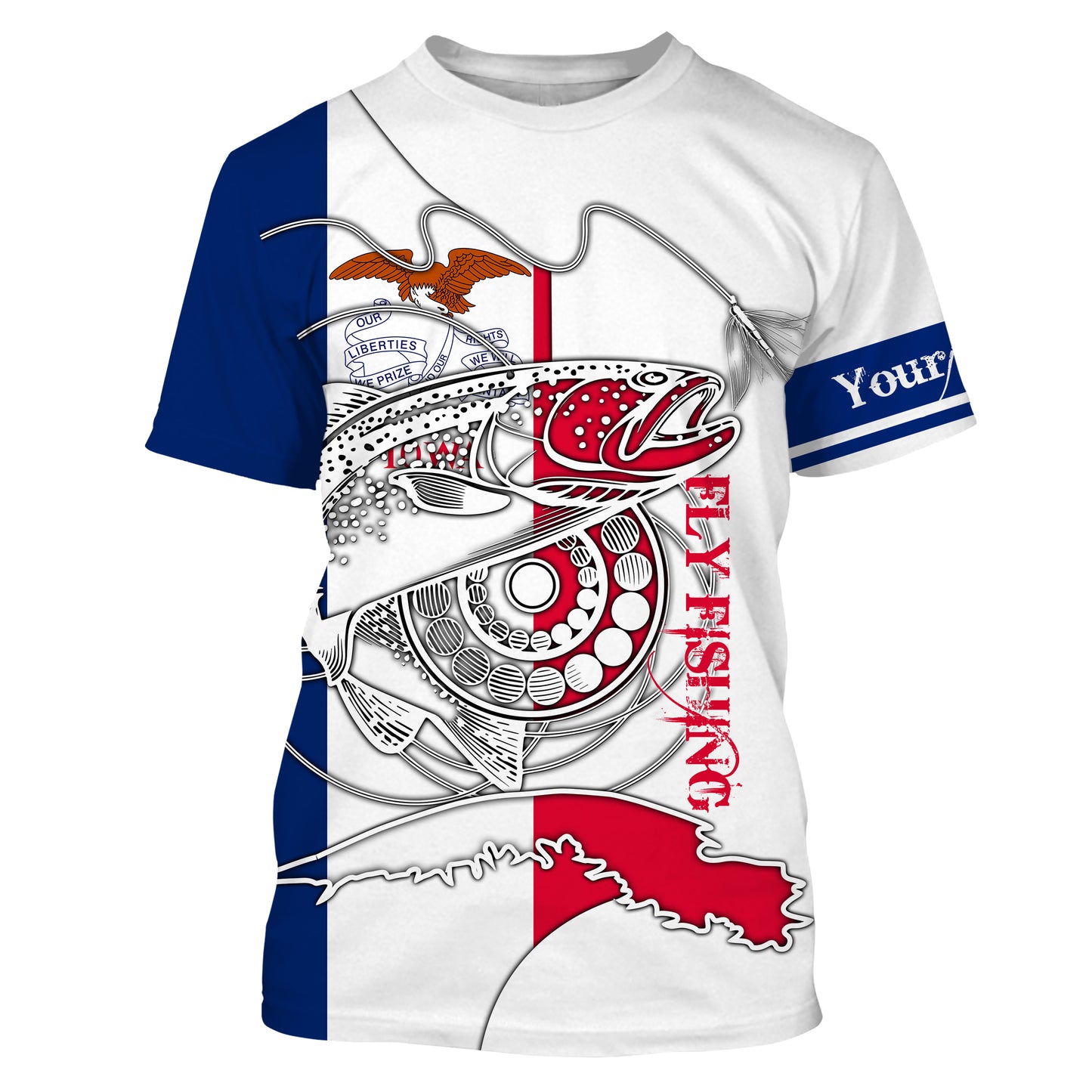 Trouts fly fishing IA Iowa custom name sun protection UPF 30+ performance fishing shirts NQS3605