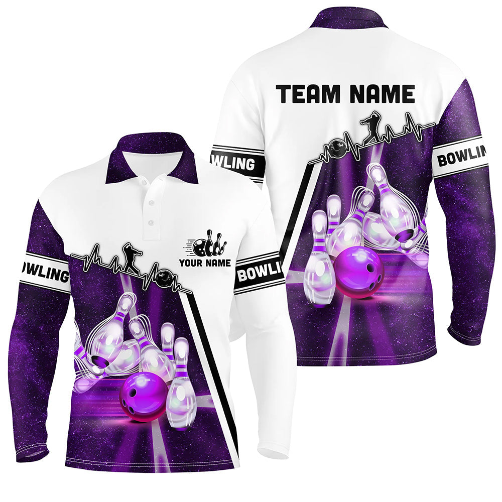 Purple galaxy light bowling ball pins custom Bowling Polo Team League jerseys, bowling gifts NQS6768