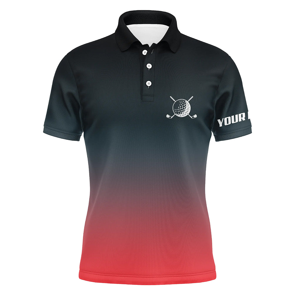 Black and red gradient Mens golf polo shirts custom golf clothes for men, best golf gifts for men NQS6296