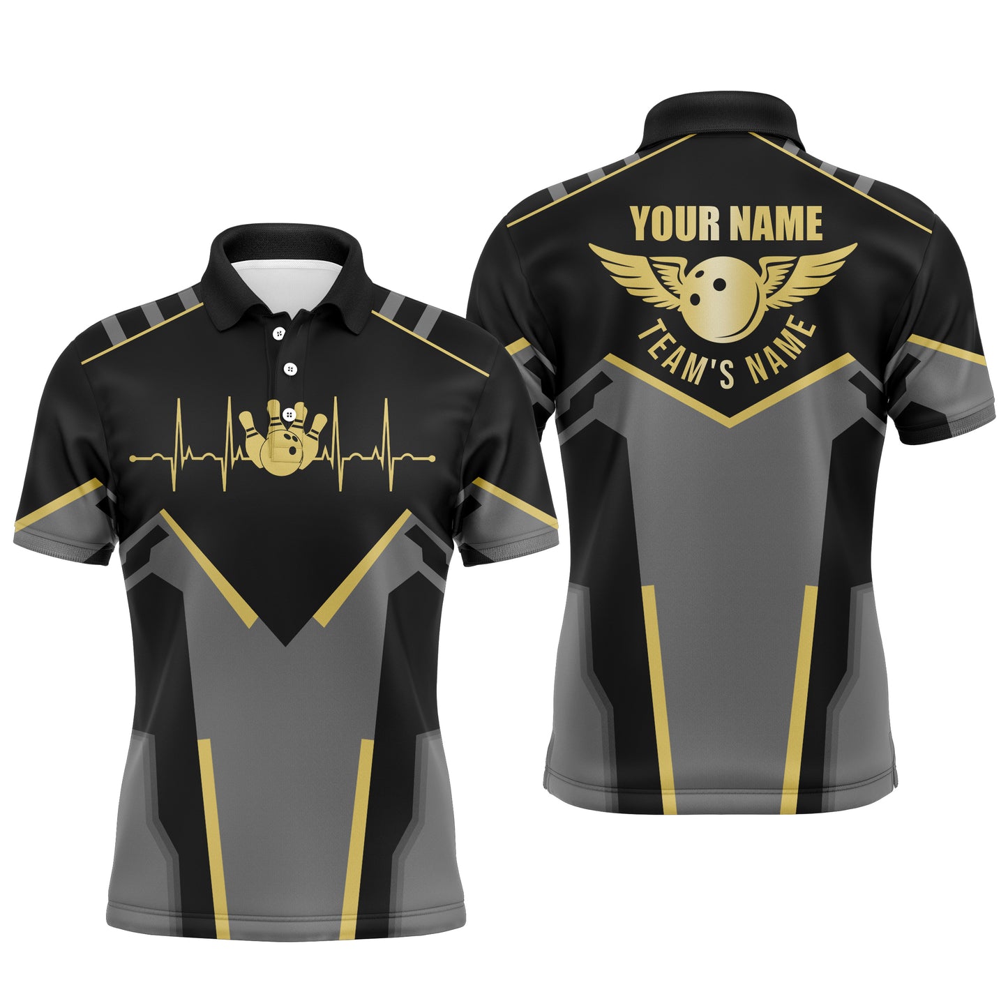 Custom bowling shirt for men – personalized team jersey front view