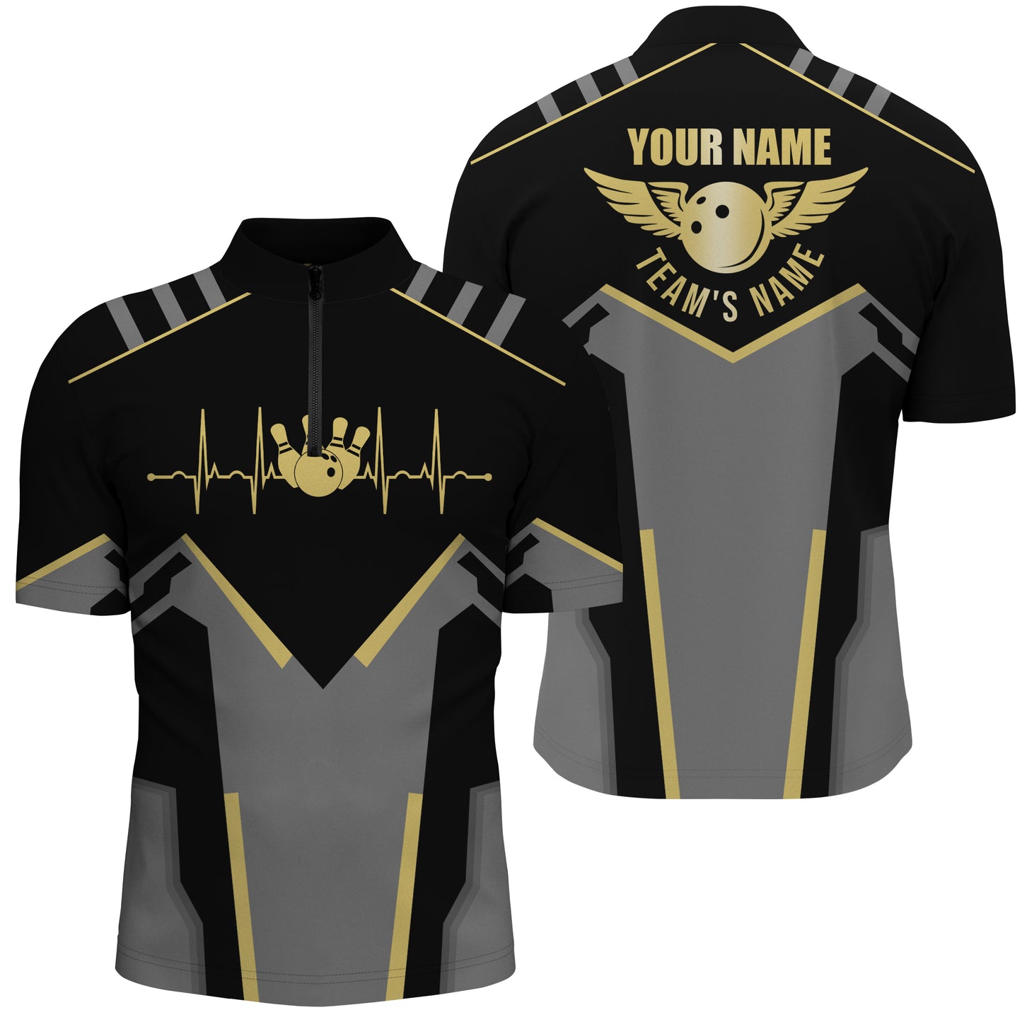 Custom bowling shirt for men – personalized team jersey front view