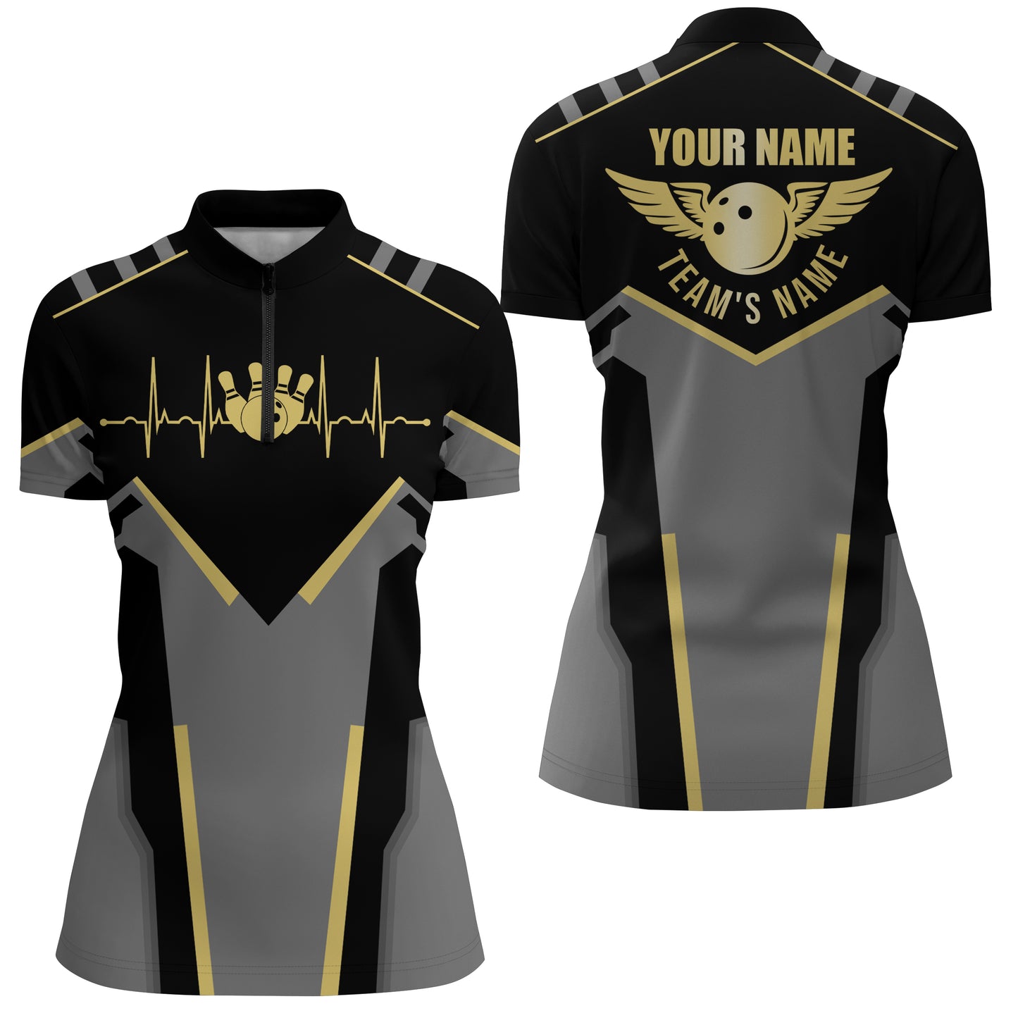Custom bowling shirt for women – personalized team jersey front view