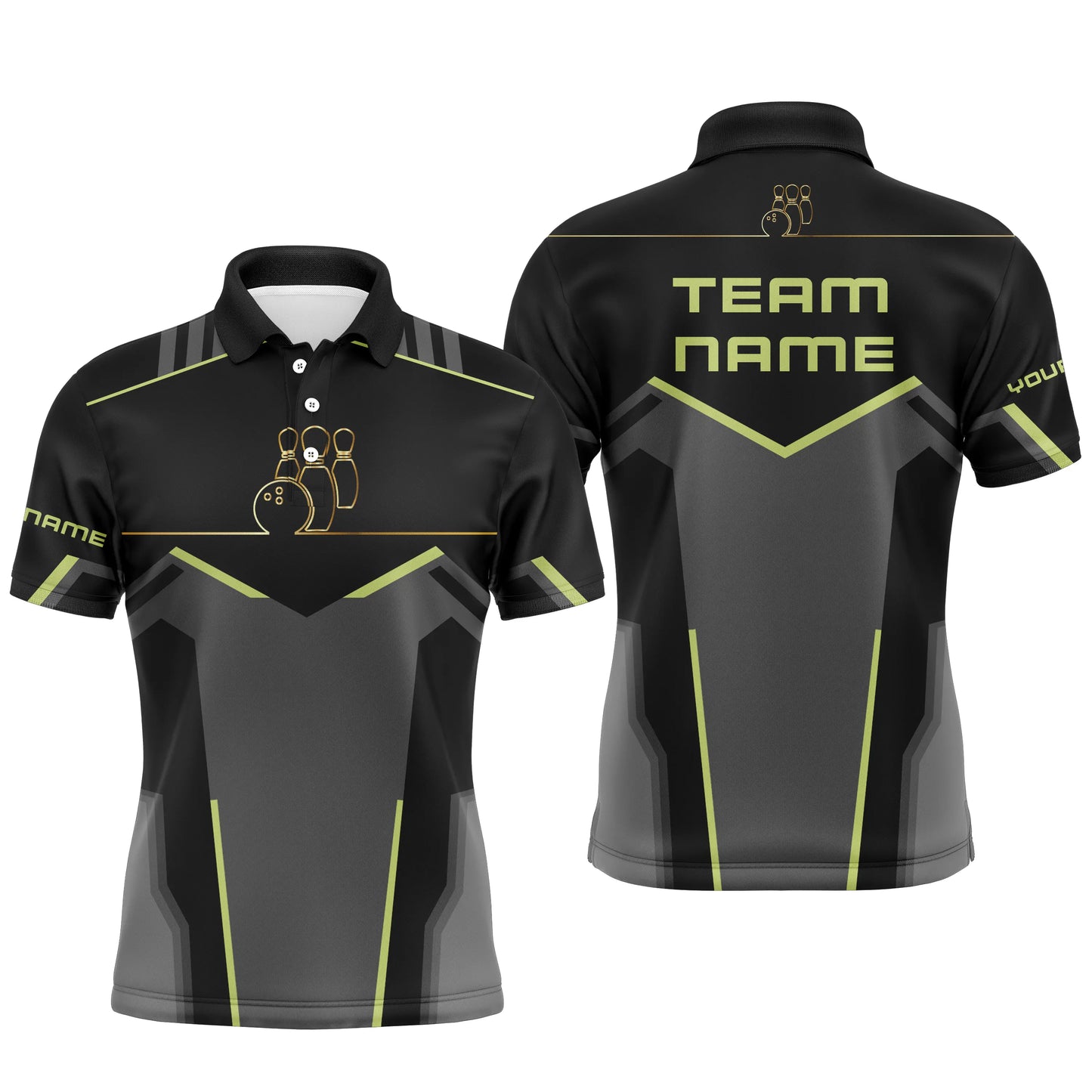 Custom bowling shirt for men – personalized team jersey front view