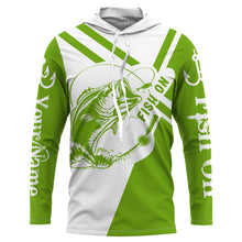 Load image into Gallery viewer, Largemouth Bass fishing clothes green Custom upf fishing Shirts, custom fishing shirts with hood NQS3082