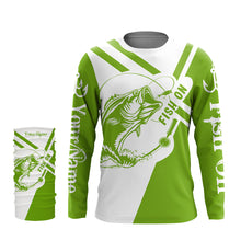 Load image into Gallery viewer, Largemouth Bass fishing clothes green Custom upf fishing Shirts, custom fishing shirts with hood NQS3082