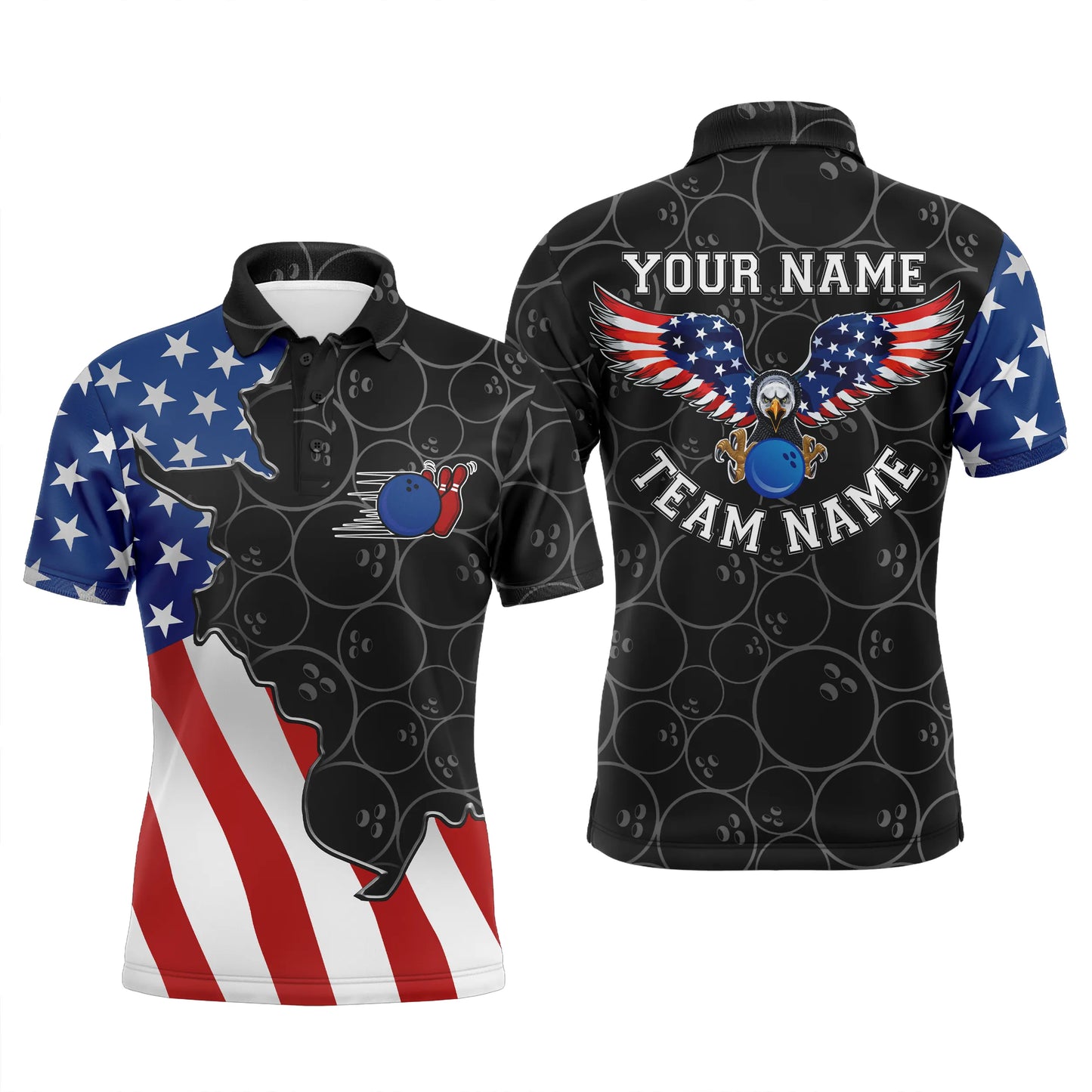 Custom bowling shirt for men – personalized team jersey front view