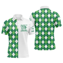Load image into Gallery viewer, Mens golf polo shirts green argyle plaid custom I'm a simple man I like golf and believe in Jesus NQS5020