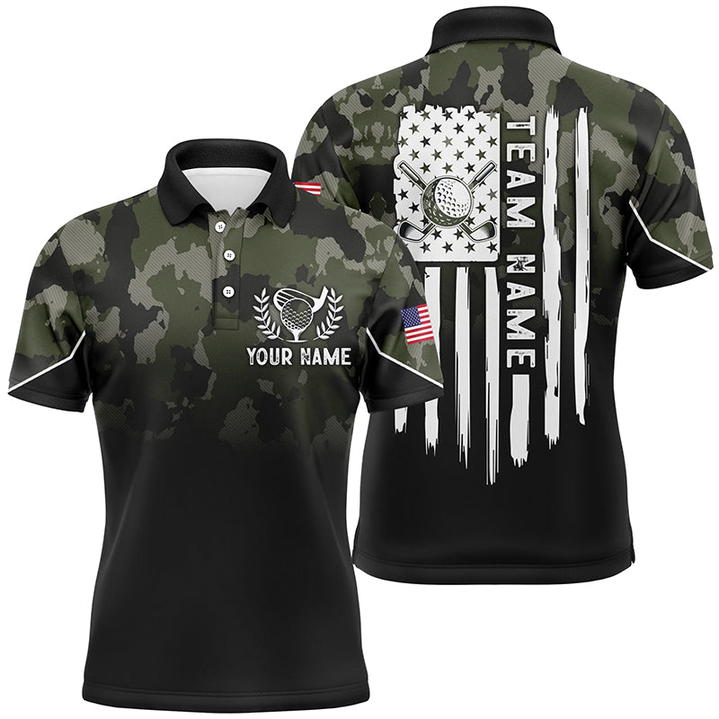 Black Mens golf polo shirt custom green camouflage American flag golf shirt for mens, golfing gifts NQS6679