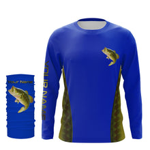 Load image into Gallery viewer, Largemouth Bass fishing blue ocean bass scales Custom Name 3D All over printed Fishing Shirts UV protection UPF 30+ NQS2535