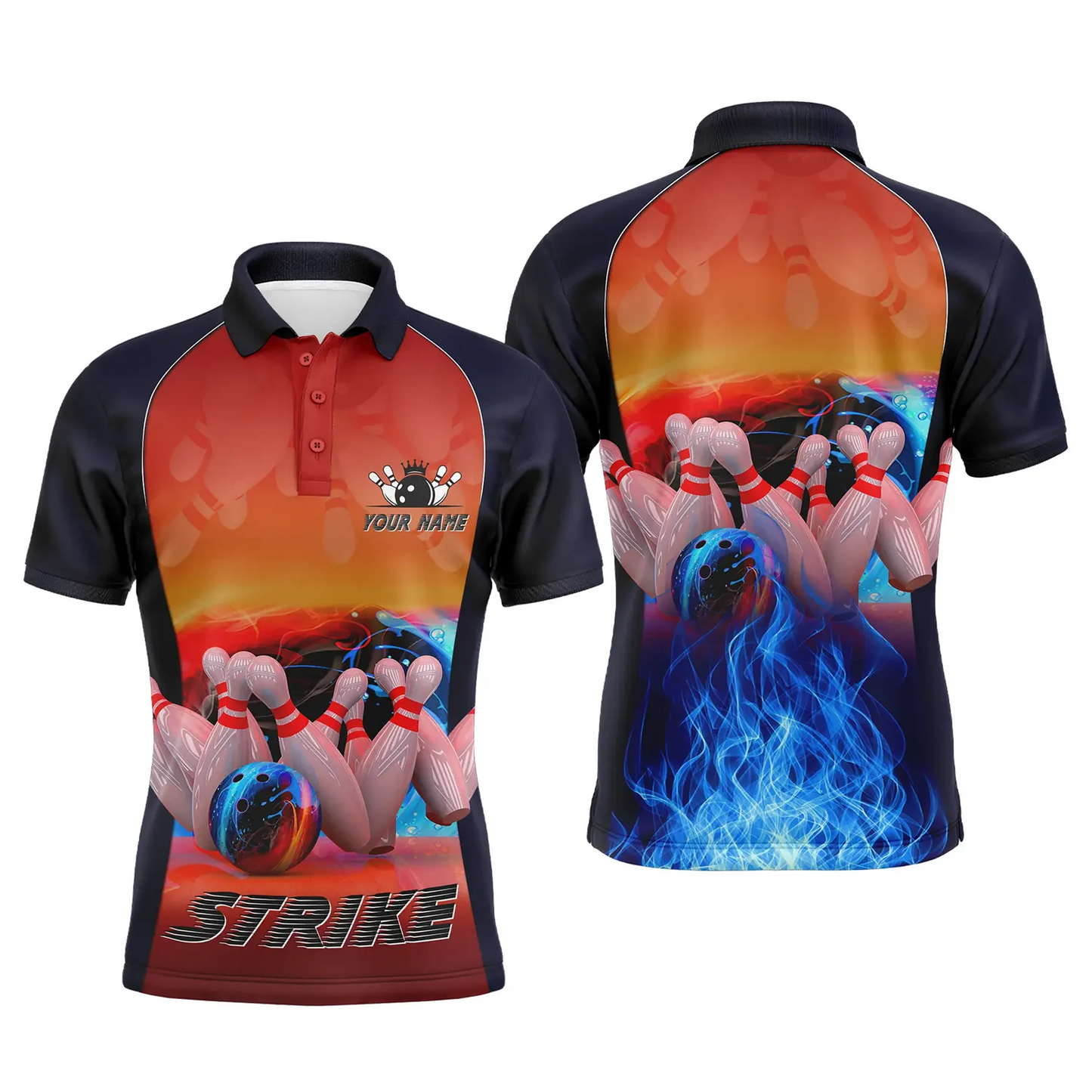 Custom bowling shirt for men – personalized team jersey front view