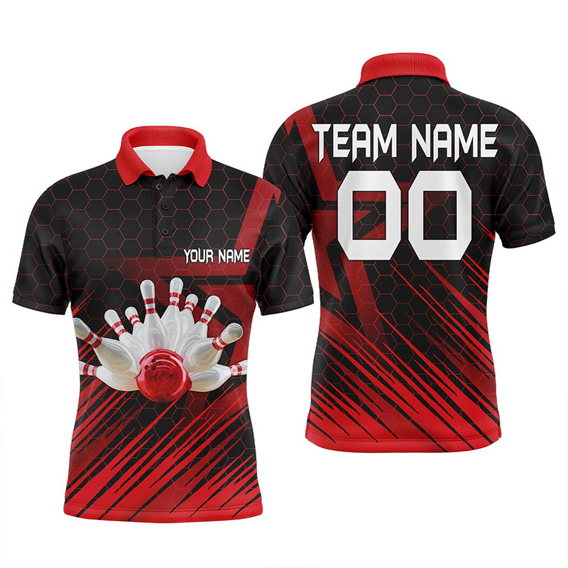 Custom Red bowling shirt for men – personalized team jersey front view