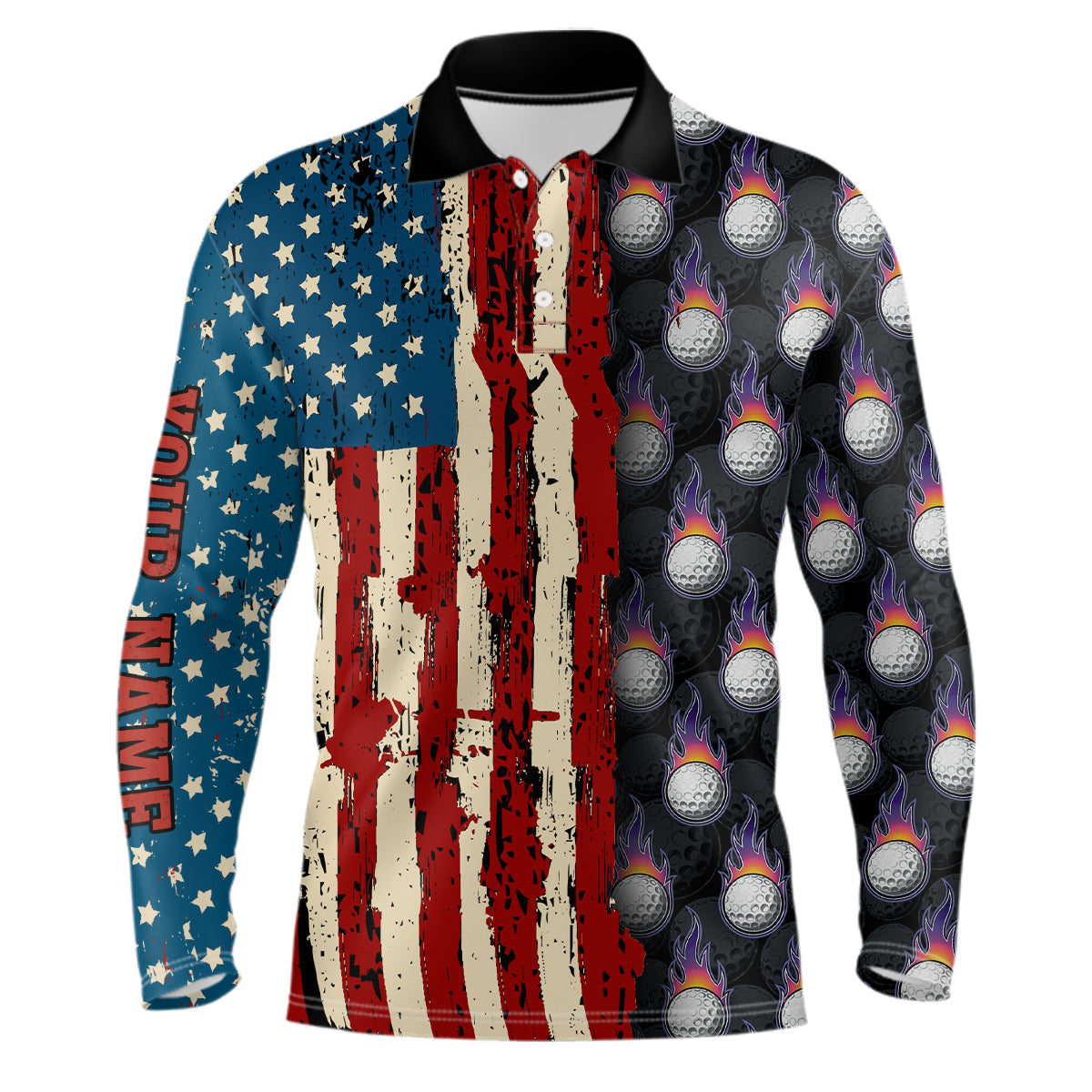 Vintage American flag Mens golf polos shirts custom golf ball pattern golf polo shirt for mens NQS6889