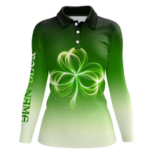 Load image into Gallery viewer, Womens golf polos custom gradient green light clover St Patrick's Day ladies golf tops NQS7198