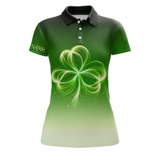 Load image into Gallery viewer, Womens golf polos custom gradient green light clover St Patrick's Day ladies golf tops NQS7198