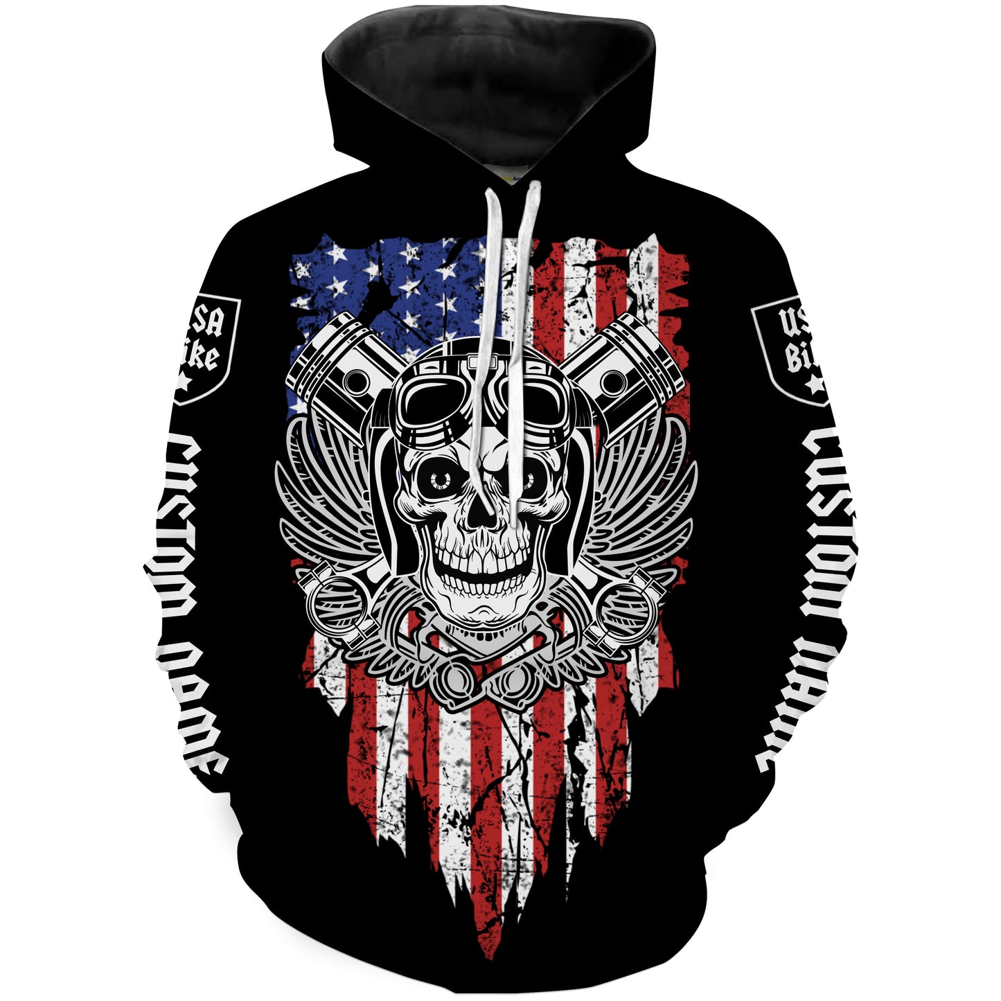 USA Bike Personalized Riding Jersey American Flag Skull Biker Shirt Patriotic Off-road Motorcycle NMS480