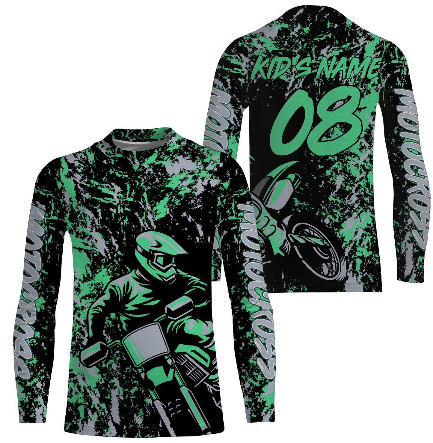 Motocross Rider Personalized Jersey Adult Kid Long Sleeves, Dirt Bike Off-road Motorcycle Racewear| NMS327