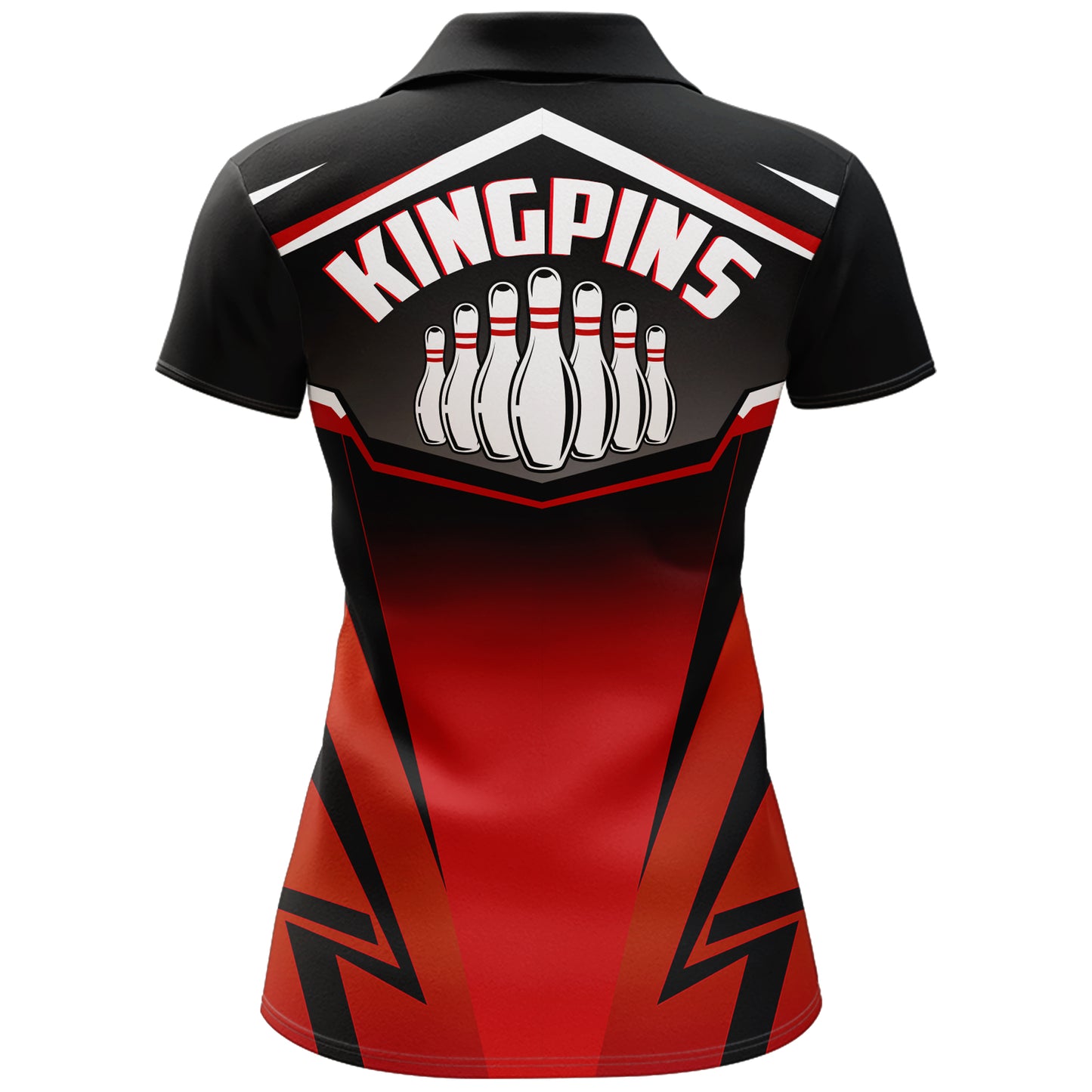 Custom Bowling Shirt for Women, Kingpins Red Polo Bowling Shirt with Name, Ladies Bowling Jersey NBP180