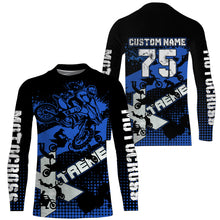 Load image into Gallery viewer, Personalized Adult&Youth Motocross Jersey UV Extreme Blue Dirt Bike Shirt Boys Girls MX Long Sleeve PDT523